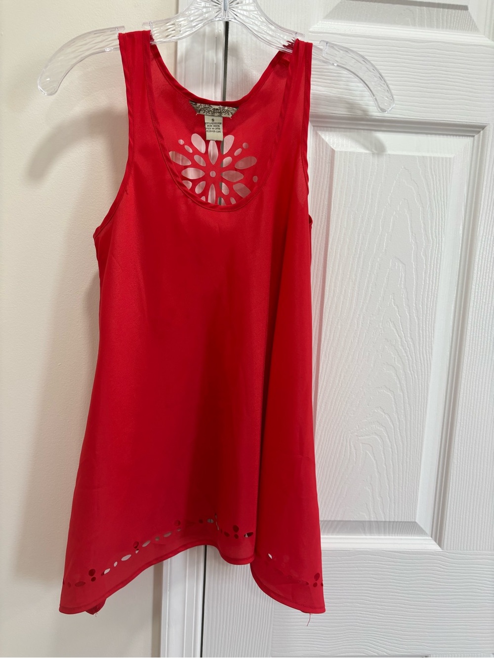 Fun & Flirt Red Laser-Cut Sleeveless Tank